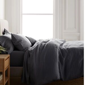 NWT Quince European Flax Linen Bedding Set| Charcoal